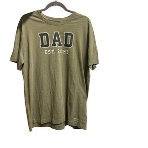 Life Is Good Mens Crusher Tee "Dad Est. 2023" Olive Green L 100% Cotton Comforta